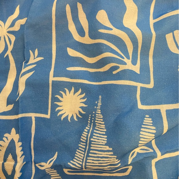 NWT Celandine Blue and White Nautical Printed Cotton Tie-On Sarong Cover-up, OS - Picture 8 of 9